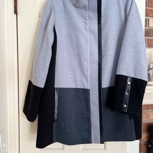 Rafaela 2 tone gray jacket with leather accents